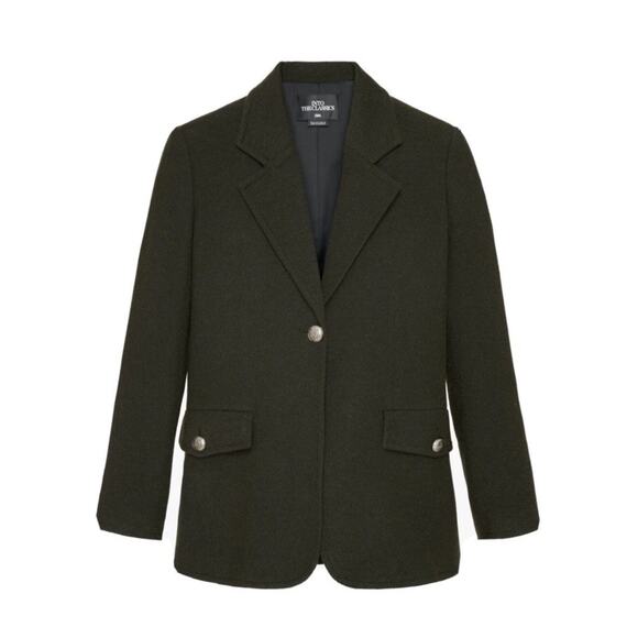 ZARA Limited Edition Wool Blend Dark Olive Green Blazer Jacket Gold Buttons sz M - Picture 16 of 16